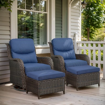 Belord 4 Piece Patio Furniture Set With Swivel Chairs And Ottomans, High Back Deep Seat Cushioned Wicker Swivel Patio Chairs Set Of 2 With Ottoman 12 Belord 4 Piece Patio Furniture Set With Swivel Chairs And Ottomans, High Back Deep Seat Cushioned Wicker Swivel Patio Chairs Set Of 2 With Ottoman - Image 12