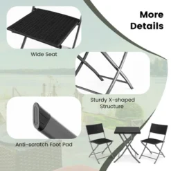 Costway 3PCS Patio Folding Rattan Bistro Set Chairs Backrest Table Garden Deck 18 Costway 3PCS Patio Folding Rattan Bistro Set Chairs Backrest Table Garden Deck -VIDAXL Sale Store GUEST 172555d8 e21f 424e be95 66c21b52d498