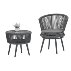 3pc Outdoor Wicker Conversation Set With Cushions - Dark Gray - GODEER 14 3pc Outdoor Wicker Conversation Set With Cushions - Dark Gray - GODEER -VIDAXL Sale Store GUEST 17e005d0 86d1 4ec9 844c 7618f3786623