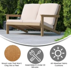 Emma And Oliver All-Weather Polyresin Adirondack Loveseat With Deep Seat And Comfortable Back & Seat Cushions -VIDAXL Sale Store GUEST 18f38de8 842f 4a4d 855f 17e243146603