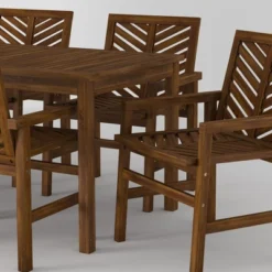 7pc Slatted Chevron Acacia Patio Dining Set - Saracina Home -VIDAXL Sale Store GUEST 18f89f83 40cb 48ac b432 ca6ce9410d4b