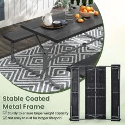 Costway 6 FT Picnic Table Bench Set Outdoor Dining Table & 2 Benches With Metal Frame Green/White/Black/Grey -VIDAXL Sale Store GUEST 19076eb7 d71f 4a03 883f db6e72553388