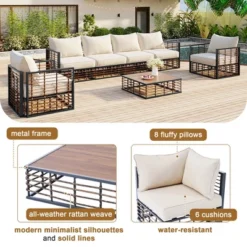 TIRAMISUBEST Modern Minimalist 7-Piece Patio Sectional Sofa Set,Conversational Furniture Set With Thick Cushions & Coffee Table -VIDAXL Sale Store GUEST 1968b4a4 9b27 4fea b224 604116a2082a