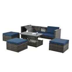 ELJGET 5-Piece Outdoor Patio Furniture Sets, Outdoor Wicker Sectional Sets With Storage Table, Cushions And Pillows For Garden, Balcony, Lawn 17 ELJGET 5-Piece Outdoor Patio Furniture Sets, Outdoor Wicker Sectional Sets With Storage Table, Cushions And Pillows For Garden, Balcony, Lawn -VIDAXL Sale Store GUEST 19e05f94 b012 4fbd 9e48 81c21e006e41