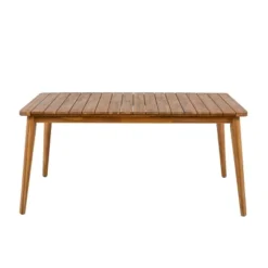 8-Person Acacia Wood Outdoor Dining Table, Rectangular Farmhouse Patio Dining Table For Garden, Backyard, Deck Or Porch-Maison Boucle