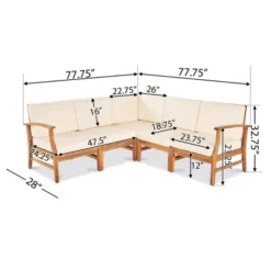 Outdoor Sectional Sofa Set, 5 Seater Sofa Set With Side Armrest Sofa, 5 Pcs Sofa With Wood Frame And PE Cushions And PE Pillows-Coolbibila -VIDAXL Sale Store GUEST 1b55fc32 dcec 4127 ade7 578a18786847