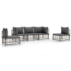 VidaXL - Patio Furniture Set 5 Piece - Poly Rattan Modular Garden Lounge With Cushions - Anthracite/Dark Gray -VIDAXL Sale Store GUEST 1ca73826 90c8 4272 8b5b 278e200064a9