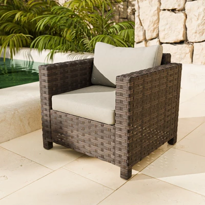 EAGLE PEAK Harbor Haven Hand-Woven Wicker Patio Chair With All Weather Resistant Deep Seat & Wide Rattan, Patio Furniture Chairs 1 EAGLE PEAK Harbor Haven Hand-Woven Wicker Patio Chair With All Weather Resistant Deep Seat & Wide Rattan, Patio Furniture Chairs
