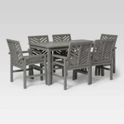 7pc Slatted Chevron Acacia Patio Dining Set - Saracina Home -VIDAXL Sale Store GUEST 1d49e516 b23d 4ee6 a1e1 e3a2c4f32dfa