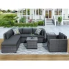 8pc Wicker Patio Conversation Set With Cushions - Gray - GODEER -VIDAXL Sale Store GUEST 1d96bc8a 898b 4974 84e9 348342dc8095