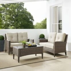 Rockport 3pc Outdoor Wicker Loveseat Seating Set - Crosley -VIDAXL Sale Store GUEST 1d99d936 92c6 45fc 80e4 76fa4125d3cc