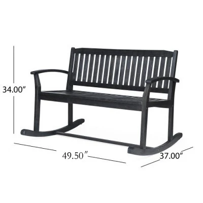 2-Seater Acacia Wood Rocking Loveseat With Smooth Motion,Rustic Outdoor Bench For Porch Or Backyard-The Pop Home 3 2-Seater Acacia Wood Rocking Loveseat With Smooth Motion,Rustic Outdoor Bench For Porch Or Backyard-The Pop Home - Image 3