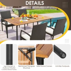 Costway Patio Rectangular Acacia Wood Dining Table With 1.9''Umbrella Hole Indoor&Outdoor -VIDAXL Sale Store GUEST 1e52a779 7d7d 4cb9 9b66 4ae10e81ebc6