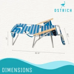 Camco Ostrich 3N1 Outdoor Lightweight Aluminum 5-Position Reclining Beach Chair And On-Your-Back Outdoor Lounge 5-Position Beach Chair, Striped Blue -VIDAXL Sale Store GUEST 1eb12e6d 2964 4282 96df 9938e657dd13