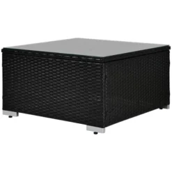 7pc Wicker Patio Conversation Set With Pillows & Cushions - Espresso/Blue - GODEER -VIDAXL Sale Store GUEST 1f2765f0 f337 4c5e 93f5 a055427a6f2d 1