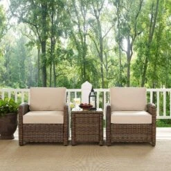 Bradenton 3pc Outdoor Wicker Seating Set With Two Chairs & Side Table Sand - Crosley -VIDAXL Sale Store GUEST 1f9516b4 d99d 4c67 8aa9 01f92d0c8ac5