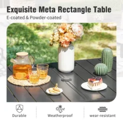 Captiva Designs 8pc Patio Dining Set With Rectangular Steel Table & Padded Sling Swivel Chairs & Market Umbrella -VIDAXL Sale Store GUEST 20ad2a51 1d15 441c a8eb 4d6740a0aaf0 1