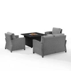 Bradenton 4pc Wicker Seating Set With Fire Table - Crosley -VIDAXL Sale Store GUEST 20cc5473 4c0a 476c 96ed 33d587ff8928
