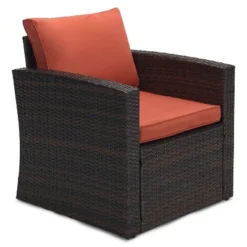 6pc Wicker Outdoor Conversation Set - Orange - EDYO LIVING -VIDAXL Sale Store GUEST 20cf9579 357b 48e7 a78b df8a46107c35