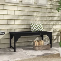 Outsunny Slatted Wooden Garden Bench, Curved Seat Front Porch Bench