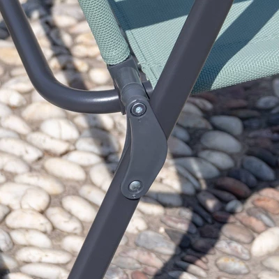 5pc Outdoor Steel Dining Set With Folding Chairs & Square Glass Table Top Green - Crestlive Products 8 5pc Outdoor Steel Dining Set With Folding Chairs & Square Glass Table Top Green - Crestlive Products - Image 8