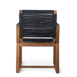 Set Of 2 Acacia Wood Patio Chairs With Handwoven Rope Back And Arms, Outdoor Dining Chairs With Water-Resistant Cushions - Christopher Knight Home -VIDAXL Sale Store GUEST 23ace786 f9d2 4083 890b 3c5571457aa7