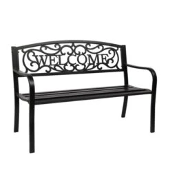 Karl Home | 47 In. Black Iron Outdoor Bench -VIDAXL Sale Store GUEST 258ae2f9 366f 44e7 aea7 6cff0ac4e773