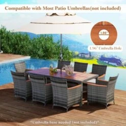 Tangkula 9PCS Patio Rattan Furniture Dining Set Acacia Wood Table Cushioned Chair For Outdoor -VIDAXL Sale Store GUEST 25bc4257 9f2f 4553 a5cc 639a93756118