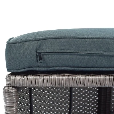 2pc Outdoor Wicker Conversation Sectional Set With Cushions & Half-Moon Side Table For Umbrella - Gray - GODEER 9 2pc Outdoor Wicker Conversation Sectional Set With Cushions & Half-Moon Side Table For Umbrella - Gray - GODEER - Image 9