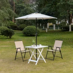 Outsunny Foldable Dining Table, Square Wood Side Table, Portable Bistro Table With Umbrella Hole For Outdoor Patio, Garden Or Backyard -VIDAXL Sale Store GUEST 264587ae b72a 4d5f 8d39 5ce7f5a54dc1
