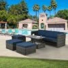 ELJGET 5-Piece Outdoor Patio Furniture Sets, Outdoor Wicker Sectional Sets With Storage Table, Cushions And Pillows For Garden, Balcony, Lawn