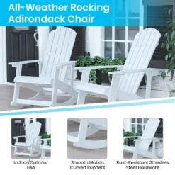 Emma And Oliver Set Of 2 Classic All-Weather Poly Resin Rocking Adirondack Chairs In White With Matching Side Table For Year Round Use -VIDAXL Sale Store GUEST 26c46f0e 7859 4237 afa4 2b0c09565fe4