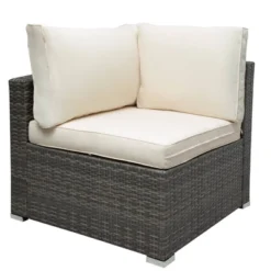 7pc Wicker Patio Seating Set With Cushions & Storage Box - Gray/Beige - GODEER -VIDAXL Sale Store GUEST 27497359 3c7a 480b 8528 e8b1a30b5668