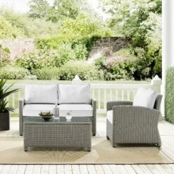 Bradenton 3pc Outdoor Conversation Set With Loveseat & Armchair With Coffee Table - Crosley -VIDAXL Sale Store GUEST 2878f64d ed5e 4271 9962 2d891651f075