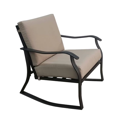 3pc Metal Outdoor Set With Rocker, Teapoy & Cushions - Black/Beige - GODEER 2 3pc Metal Outdoor Set With Rocker, Teapoy & Cushions - Black/Beige - GODEER - Image 2