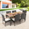 Costway 7PCS Patio Wicker Dining Set Acacia Wood Armrests Table With Detachable Cushions &Umbrella Hole -VIDAXL Sale Store GUEST 2977ff81 b98d 4fd3 b4de e5becf994bee