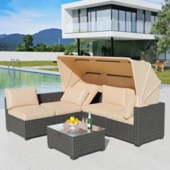 Whizmax 6 Pieces Outdoor Patio Sectional Sofa Couch, Brown PE Wicker Furniture Conversation Sets With Beige Cushions & Glass Coffee Table -VIDAXL Sale Store GUEST 29cca4af 625b 4bab a533 022bda041ee6