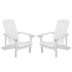 Merrick Lane Set Of 2 Adirondack Patio Chairs With Vertical Lattice Back And Weather Resistant Frame -VIDAXL Sale Store GUEST 29de4b6a 9f5f 4674 9661 0d615d7f6da1