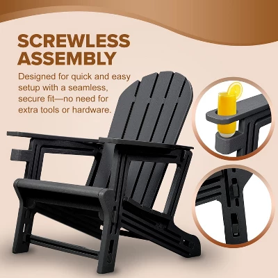 Vulcan Adirondack Chair - HDPE Weather Resistant, No Tools And Hardware Required 5-Minute Assembly, Patio, Firepit Or Lawn Chairs, Black 1 Vulcan Adirondack Chair - HDPE Weather Resistant, No Tools And Hardware Required 5-Minute Assembly, Patio, Firepit Or Lawn Chairs, Black
