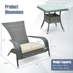 Tangkula 3-Piece Wicker Adirondack Set Ergonomic Oversized Rattan Chairs W/ Coffee Table Comfy Seat Cushions -VIDAXL Sale Store GUEST 2a2fd18f 37b7 4b10 b9ac 23bd0372aeb5