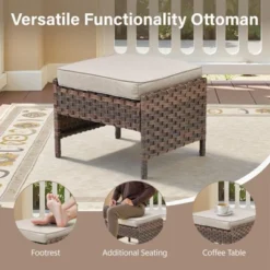 Buenhomino 5 Piece Patio Furniture Set, Wicker Patio Conversation Sets With Swivel Chairs, Outdoor Loveseat Sofa Sets With 2 Ottomans For Backyard -VIDAXL Sale Store GUEST 2a45307c d5b2 4c2b 8598 f573d0926755