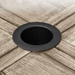 Captiva Designs 9pc Patio Square Driftwood Metal Dining Table And Thick Cushion Swivel Wicker Chairs -VIDAXL Sale Store GUEST 2a626d8b f9dd 4b6b 9ad0 3f6371f929a8