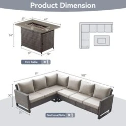 POCASSY All Weather Brown Wicker Outdoor Sectional Sofa With Fire Pit Table, 4PCS Patio Furniture Set With 41" Propane Firepit Table For Outside -VIDAXL Sale Store GUEST 2a9f5962 c51b 4903 bcc0 05e32698bc8b