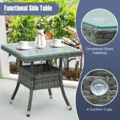 Tangkula 3-Piece Wicker Adirondack Set Ergonomic Oversized Rattan Chairs W/ Coffee Table Comfy Seat Cushions -VIDAXL Sale Store GUEST 2aeed27b adeb 44c8 983c 59b2391c3f54