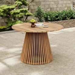 Outdoor Acacia Wood Round Dining Table 47 Inch, Patio Dining Table Finish For Backyard Or Balcony, Acacia Wood Outdoor Patio Table-Koiai -VIDAXL Sale Store GUEST 2b9e3ef1 2cb7 4cf3 bc93 ec1efccd41f8