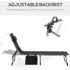 TIRAMISUBEST 6-Position Reclining Padded Chaise Lounge Chair With Headrest For Beach/Pool/Patio, Foldable Outdoor Tanning Chair, Black -VIDAXL Sale Store GUEST 2be0f256 e04d 4172 a48e 1fd1ebf7b2b9