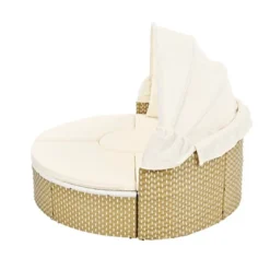 Round Outdoor Patio Sectional Sofa Set Rattan Daybed Two-Tone Weave Sunbed With Retractable Canopy, 4A -ModernLuxe -VIDAXL Sale Store GUEST 2c51c249 5097 407f 9889 7d7e3ccc7cf0