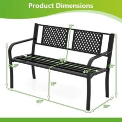 Costway Outdoor Bench 50 Inches Garden Bench With Patterned Backrest And Curved Armrests -VIDAXL Sale Store GUEST 2d1ace0e a392 4526 add6 0eee7d810925