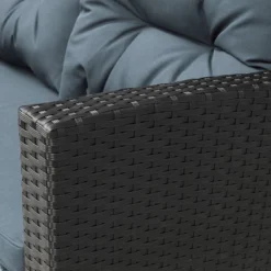 6pc Wicker Patio Conversation Set With Glass Table Ottomans & Cushions - Black/Dark Gray - GODEER -VIDAXL Sale Store GUEST 2d65282c d143 4e3f b7e4 0641266d861e