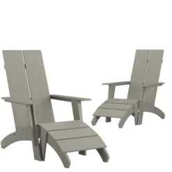 Flash Furniture Set Of 2 Sawyer Modern All-Weather Poly Resin Wood Adirondack Chairs With Foot Rests -VIDAXL Sale Store GUEST 2da324f0 0bf9 445e 9862 be762a8f044c 1